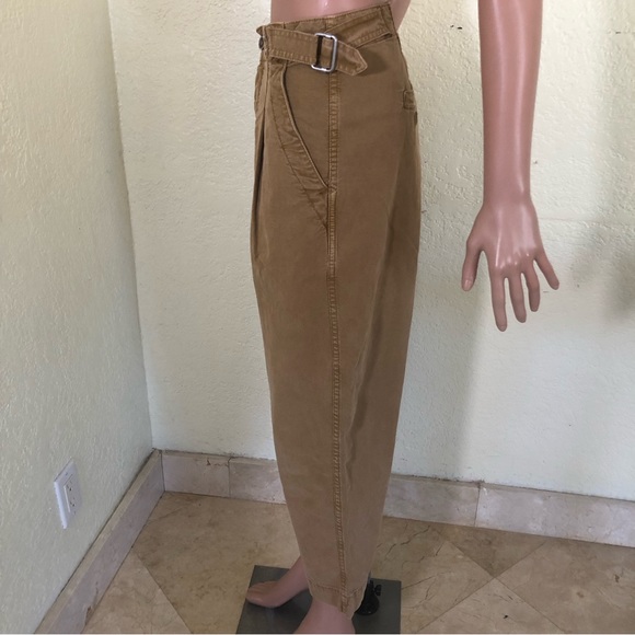 Anthropologie Khaki/Tan Wide-Leg Crop Cargo Pants High-Waisted Women’s Size 29 - Picture 4 of 16